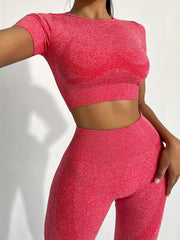 2pcs Yoga Sports Set Crop Top & Leggings Women's Activewear