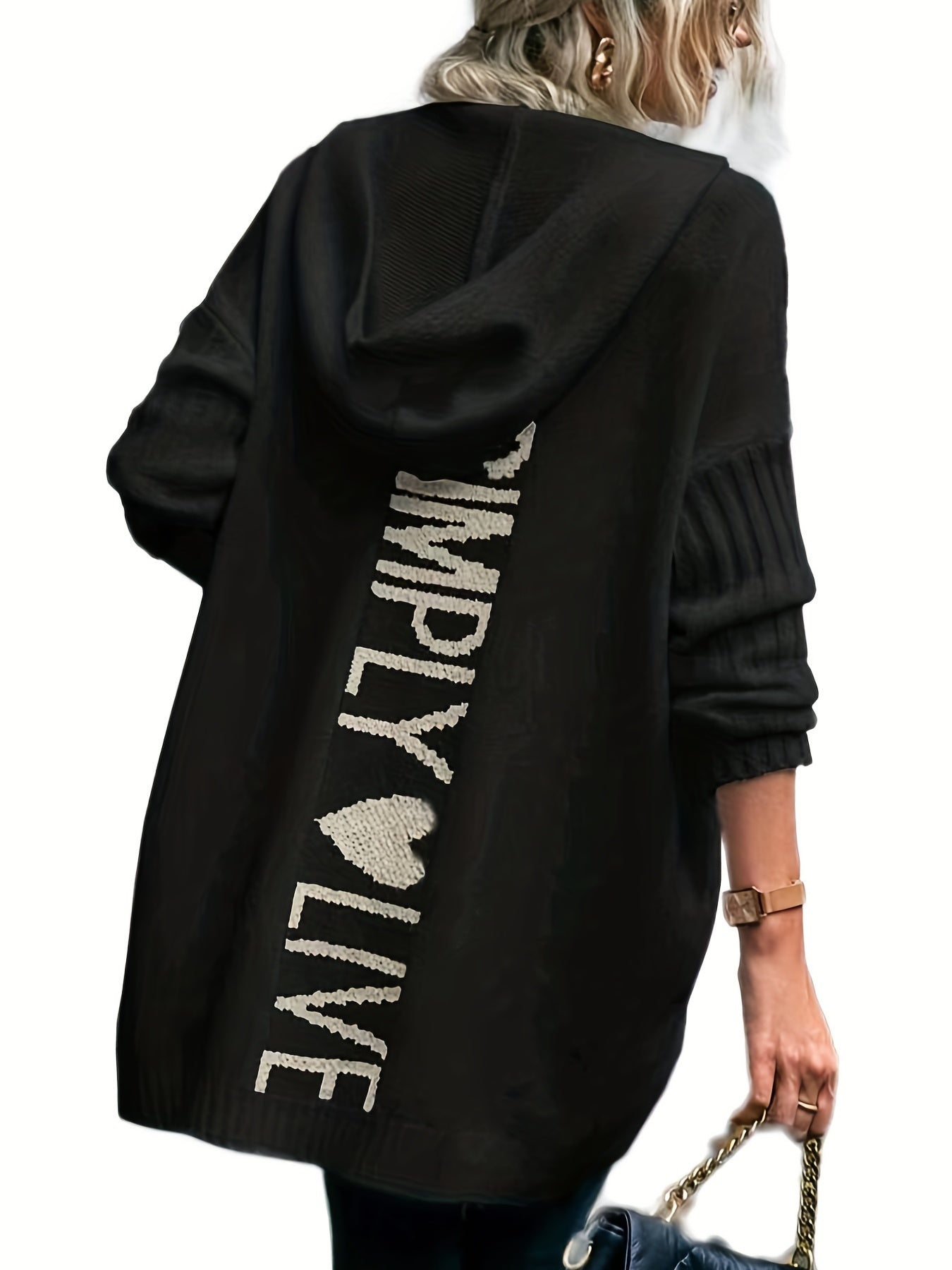  Open Front Hooded Cardigan with Pockets