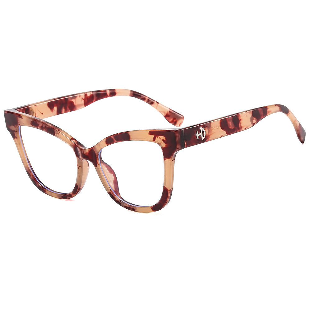 Cat Eye Oversized Spectacles Lenses Light Blocking Glasses Square Frame