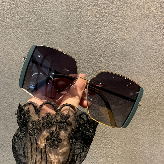 Oversized Square Sunglasses Gradient Metal Sun Glasses UV400