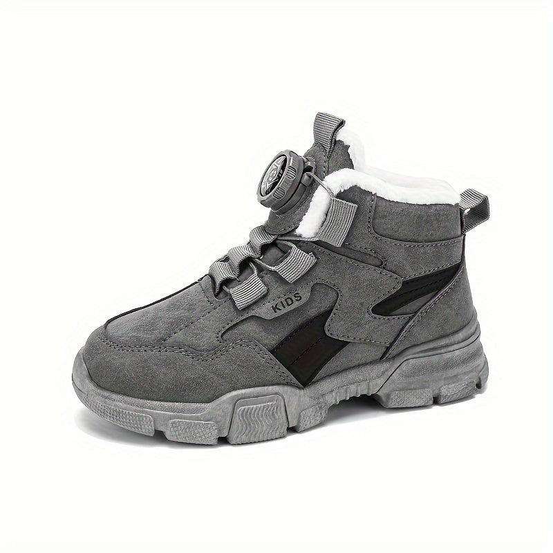 Warm Plus Fleece Boots with Rotating Button for Boys