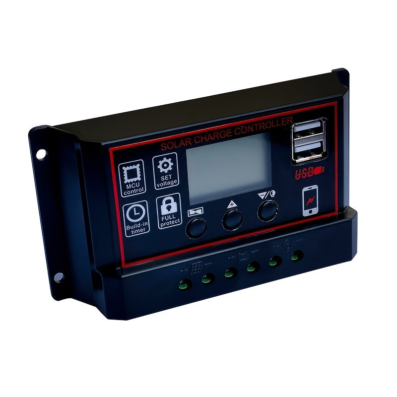 12V 24V Auto LCD Solar Regulator Dual USB 5V