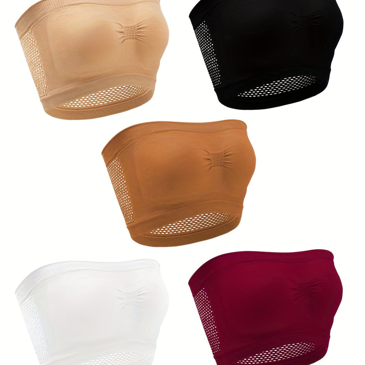 5pcs Breathable Tube Tops Stretchy Strapless Women's Lingerie