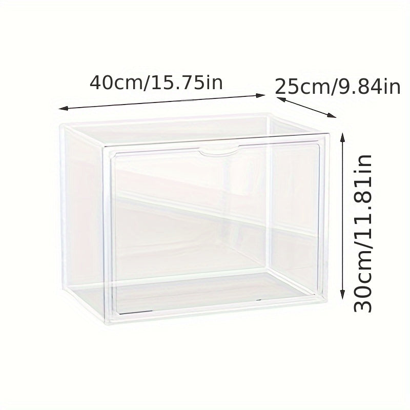 Stackable Transparent Shoe Box with Dustproof Bag for Action Figures Storage