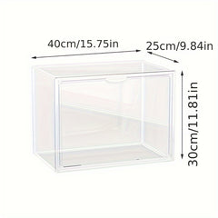 Stackable Transparent Shoe Box with Dustproof Bag for Action Figures Storage