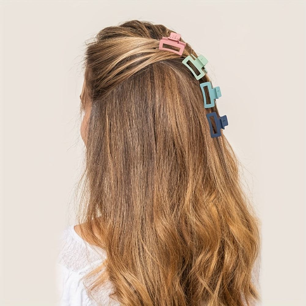 6PCS Frosted Small Square Hair Claw for Girls and Women