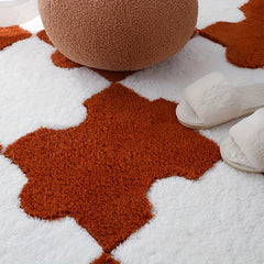 6pcs Plush Shag Puzzle Floor Mat Interlocking Carpet Fluffy Area Rugs