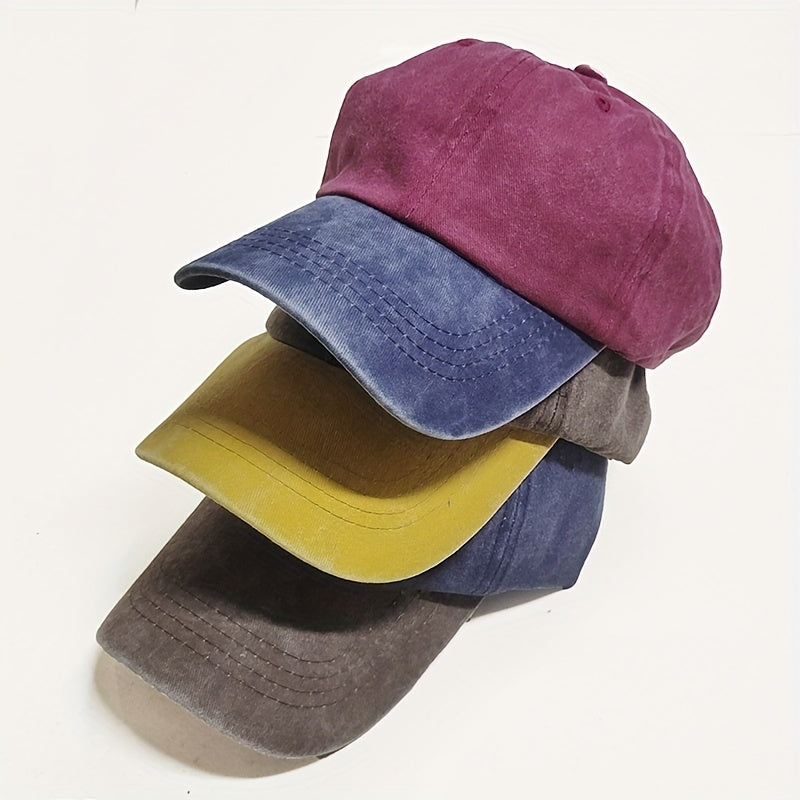 Vintage Washed Denim Soft Top Baseball Cap for Men