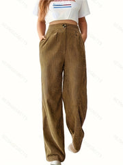  Wide Leg Corduroy Pants with Pockets