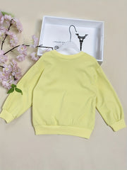 Girls' Flower & Bow Crew Neck Pullovers Soft Comfy Sweatshirt Tops