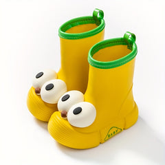 JIAGEYA Boy's Slip On Rain Boots Funny Pattern Waterproof Shoes For Kids