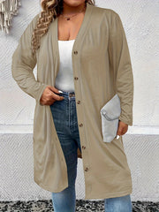  Solid Long Sleeve Button Up Cardigan