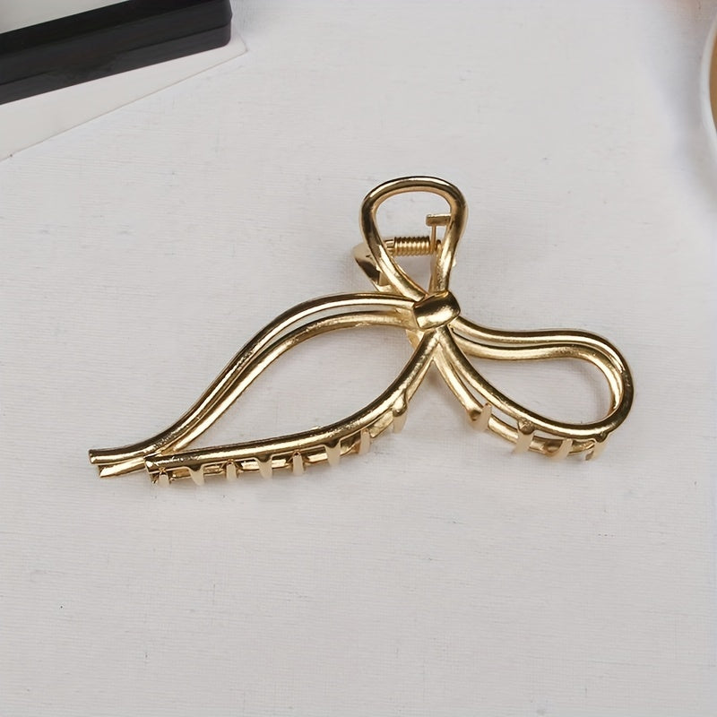 Metal Bowknot Hair Claw Clip Strong Hold Grip Hair Jaw Clip