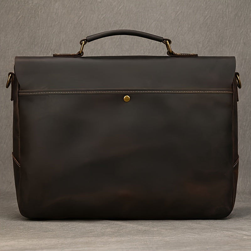 Leather Laptop Briefcase Cowhide Satchel Bag Father's Gift