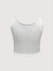  Ribbed Round Neck Tank Top Slight Stretch Slim Fit
