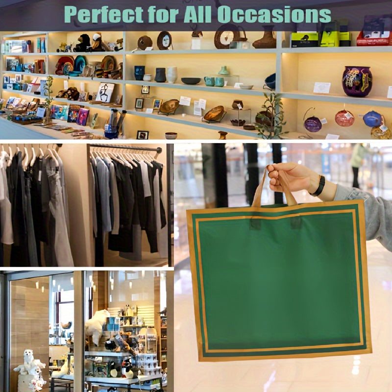 5pcs Enlarged Golden Edge Dark Green Shopping Bag Handbag Commercial Gift Bag