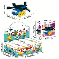 12 Pack Cartoon Vehicle Blocks Set 228pcs - Perfect Gift for Christmas
