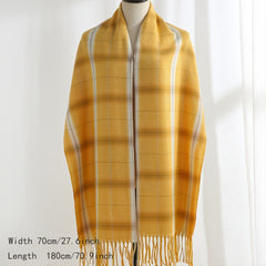Cashmere Plaid Scarf Warm Checked Scarves For Women Soft Thick Shawls