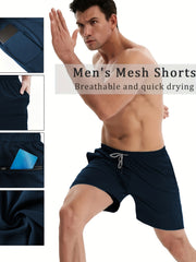 HOPLYNN Men's Running Shorts with Zipper Pocket Gym Workout