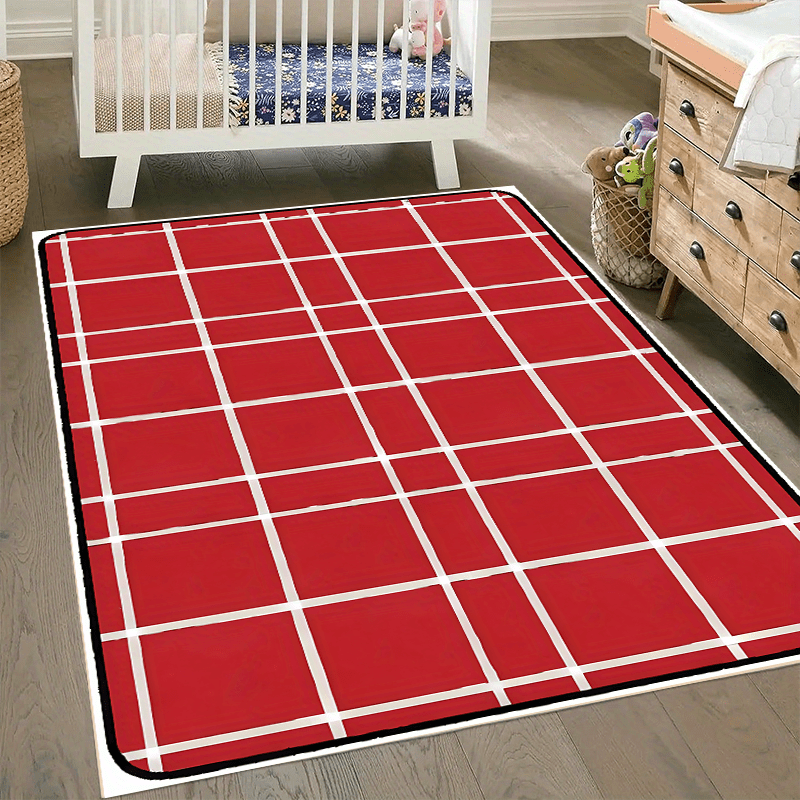 Large Check Pattern Carpet Area Rug Soft Non Slip Backing