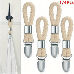 4pcs Woven Cotton Rope Loop Towel Clip Bathroom Towel Hangers