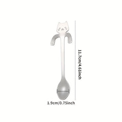 Cat Shaped Stainless Steel Coffee Spoon for Desserts Snacks Ice Cream