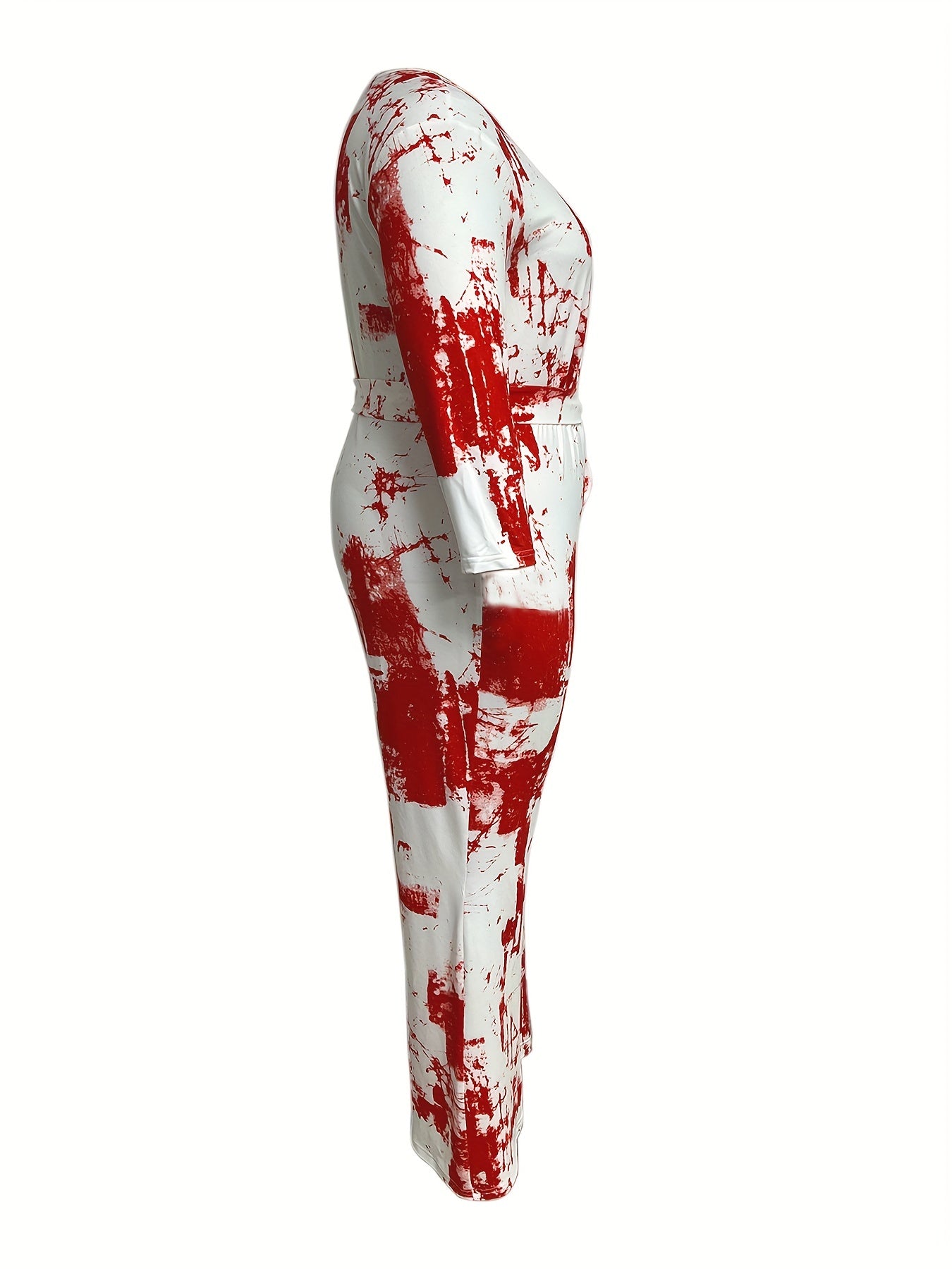  Tie Dye Three Quarter Sleeve Jumpsuit With Belt