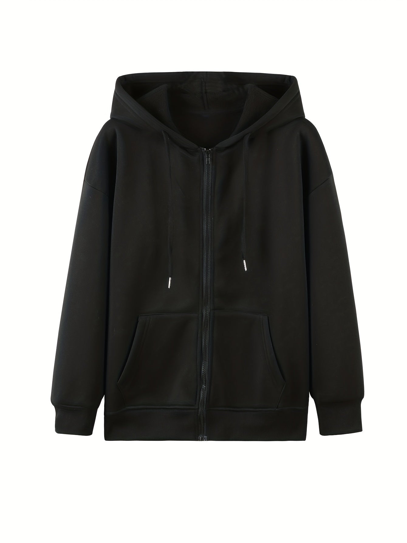 Happy Print Zip Up Hoodie Casual Sweatshirt for Women