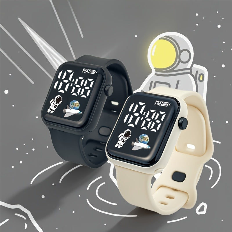 Square Student Sports Astronaut Rocket Electronic Watch