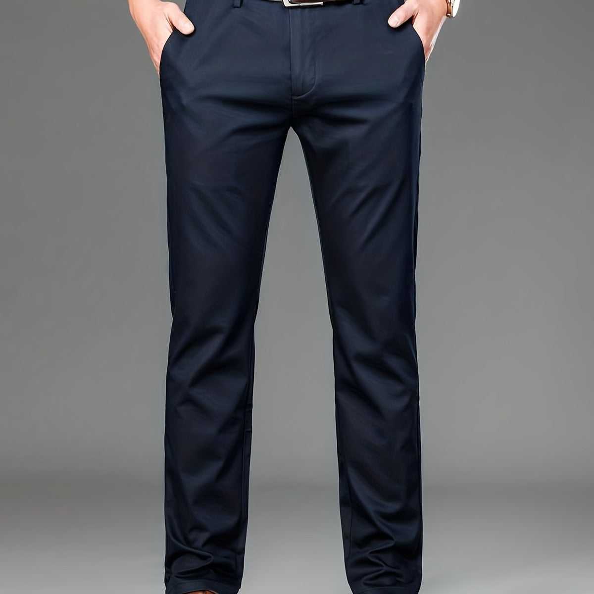 Men's Solid Mid Stretch Dress Pants Spring Summer Business