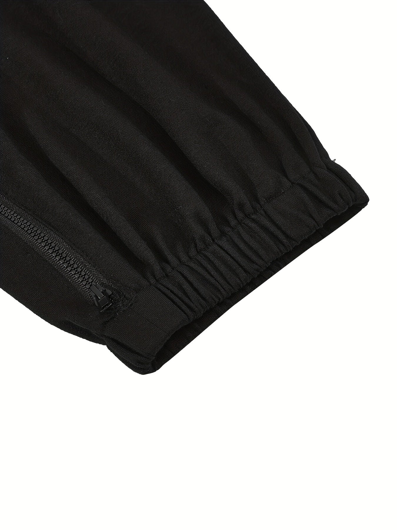  Women's Solid Elastic Zipper Stretch Sweatpants