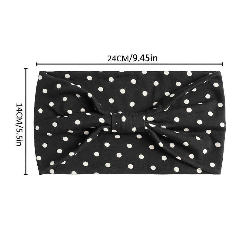 Polka Dot Wide Brim Headband Elastic Hairband Bundle