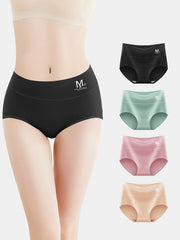 4pcs High Waisted Cotton Panties Stretch Ladies Briefs
