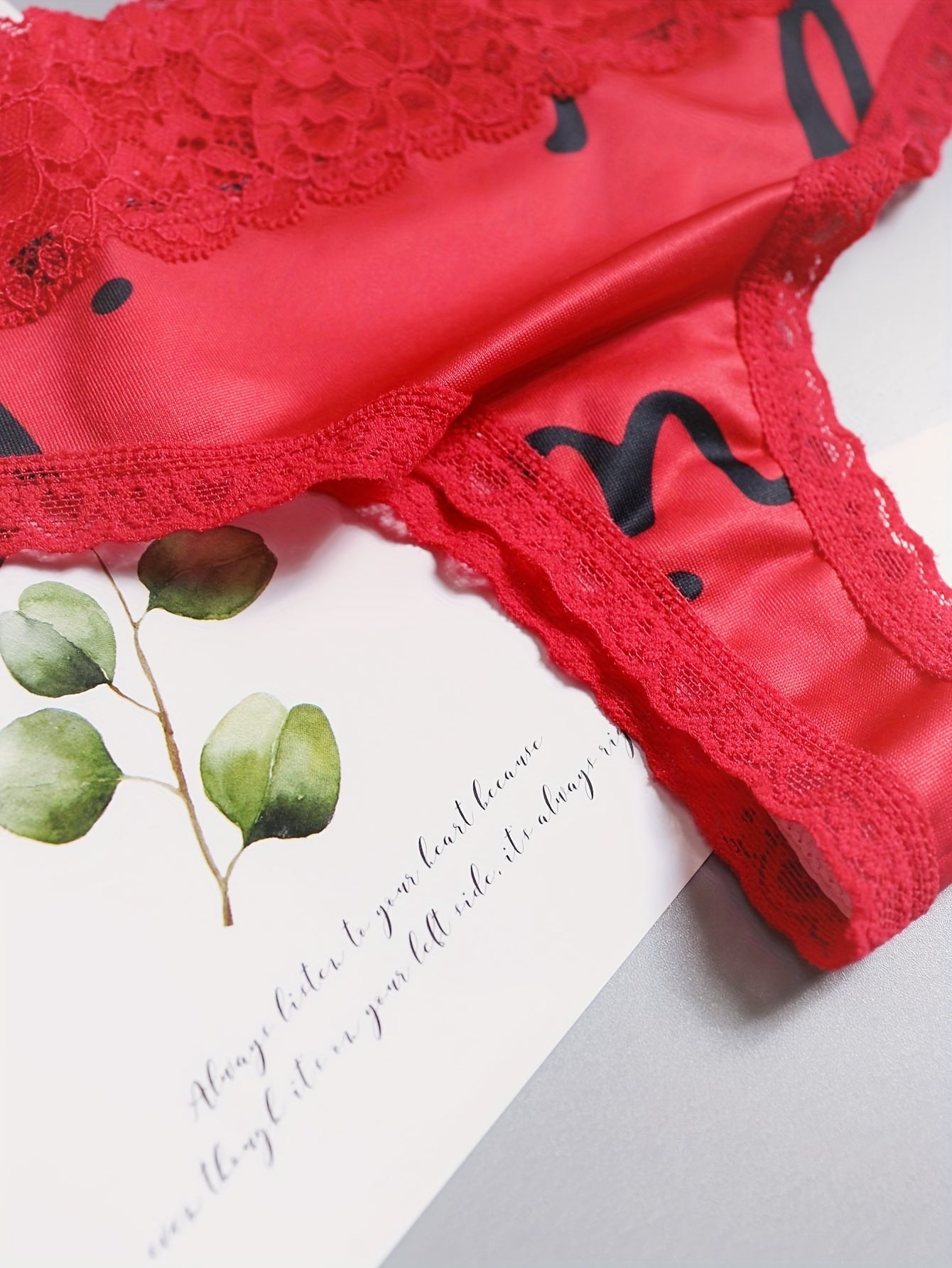 3 Pack Plus Size Thongs Set Women's Plus Lace Floral & Dot Print Thongs Set