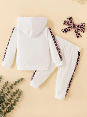 Leopard Print Hooded Top Pants Set Baby Clothes