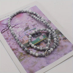 Boho Style Acrylic Bead Chain Bag Strap Silver Hardware