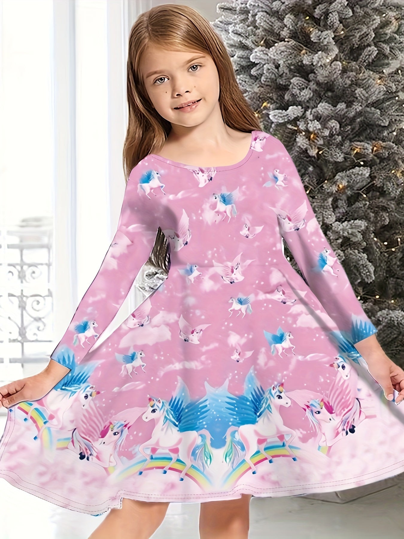 Long Sleeve Christmas Dress Girls Sweet Dresses Kids Gift