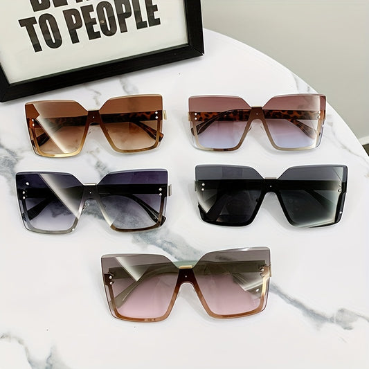Square One piece Sunglasses For Women Men Oversized Gradient Rimless Glasses