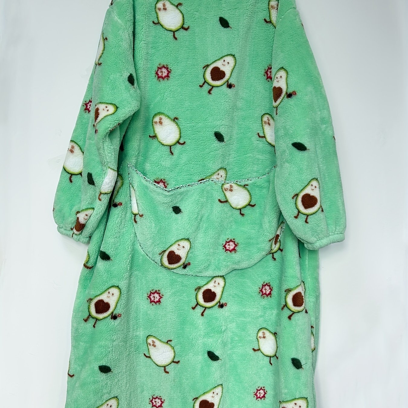  Avocado Flannel Fleece Hooded Blanket Women's Nightgown