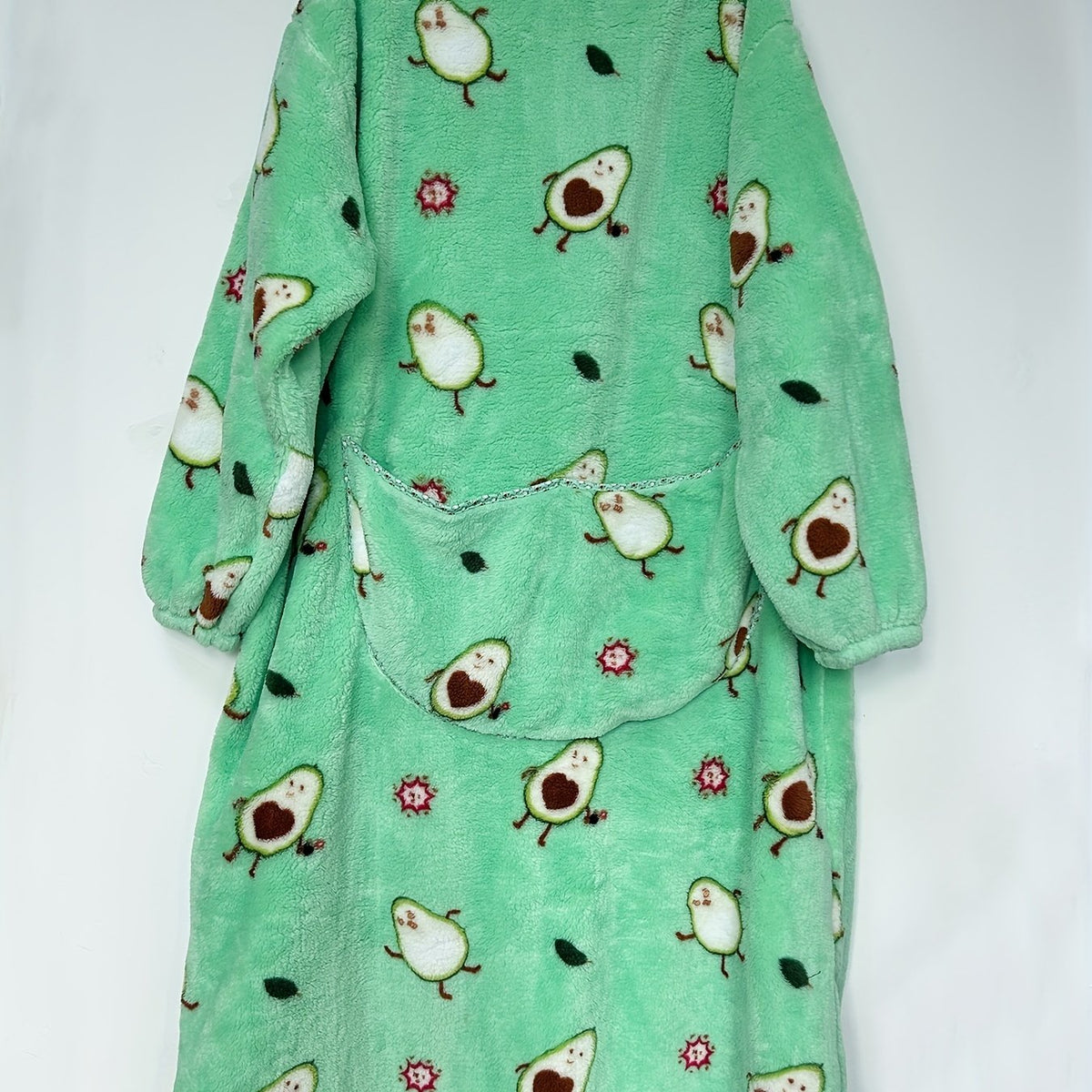  Avocado Flannel Fleece Hooded Blanket Women's Nightgown