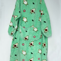  Avocado Flannel Fleece Hooded Blanket Women's Nightgown