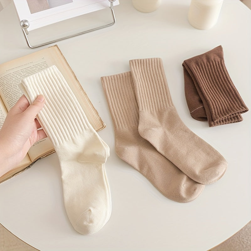 6 Pairs Solid Crew Sports Socks Women's Stockings & Hosiery