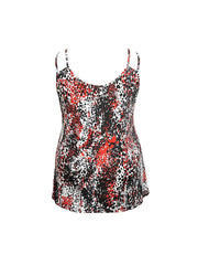  Casual Tank Top Women's Plus Random Print Round Neck