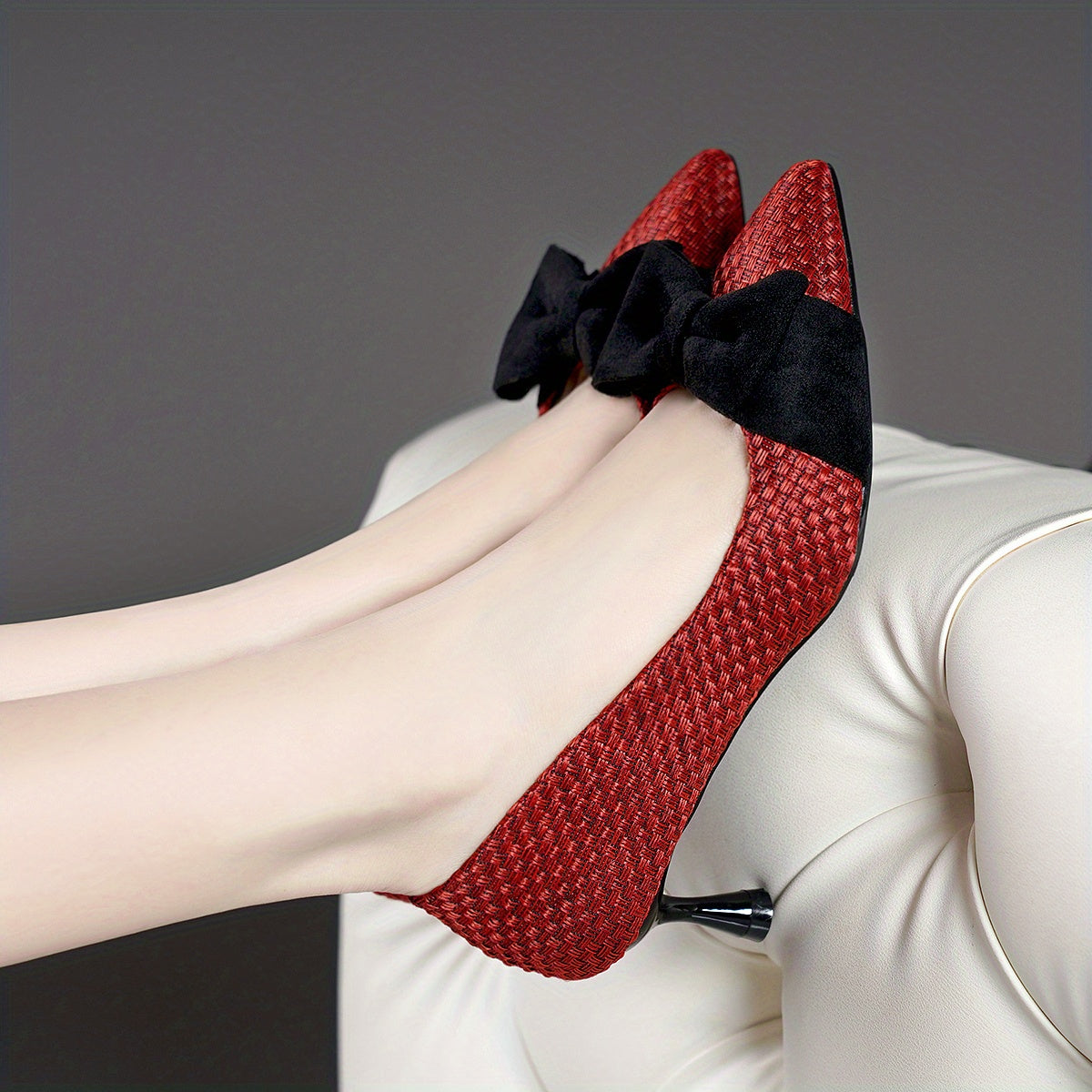 Women's Bowknot Stiletto Heels Pointed Toe High Heel Shoes