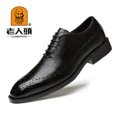 Men's Leather Lace Up Brogue Style Dress Shoes