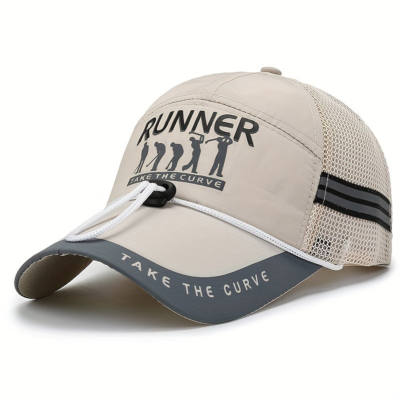 Classic Baseball Cap Summer Gauze Fishing Cap With Chin Fixed Rope