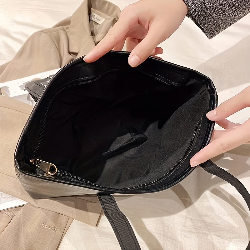 Crocodile Pattern Tote Bag Solid Shoulder Bag Women's Handbags