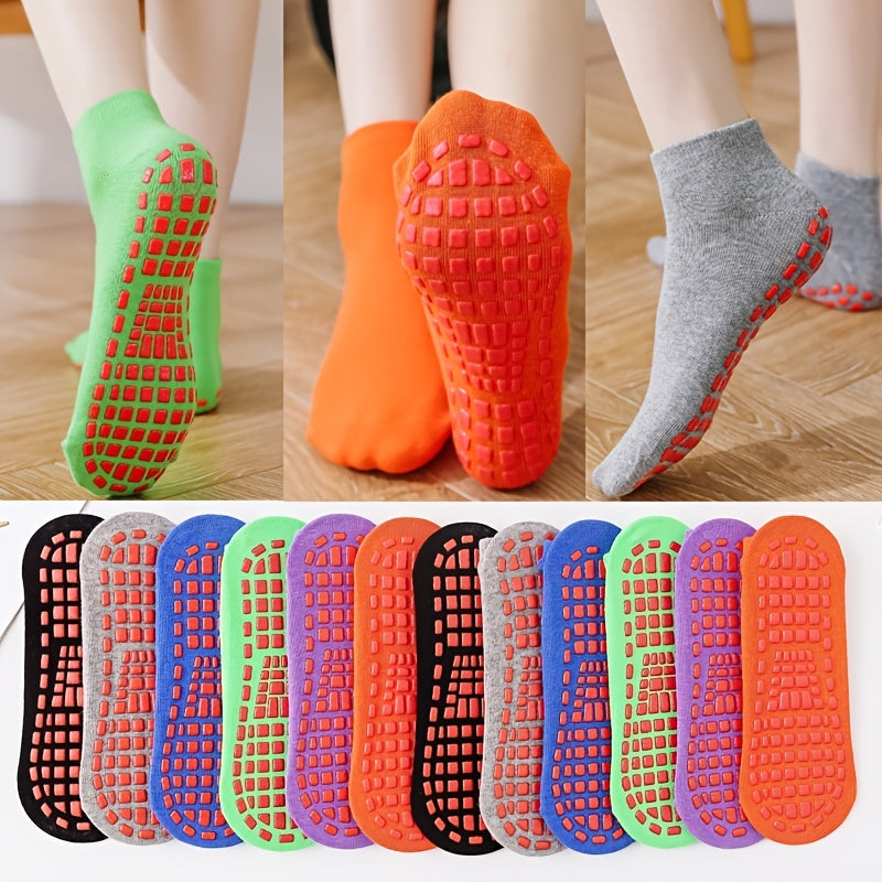 3 Pairs Multicolor Yoga Socks Non Slip Sporty Ankle Socks Gripper Socks