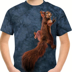 Boys' 3D Squirrel Graphic T Shirt Ideal for Outdoor Fun