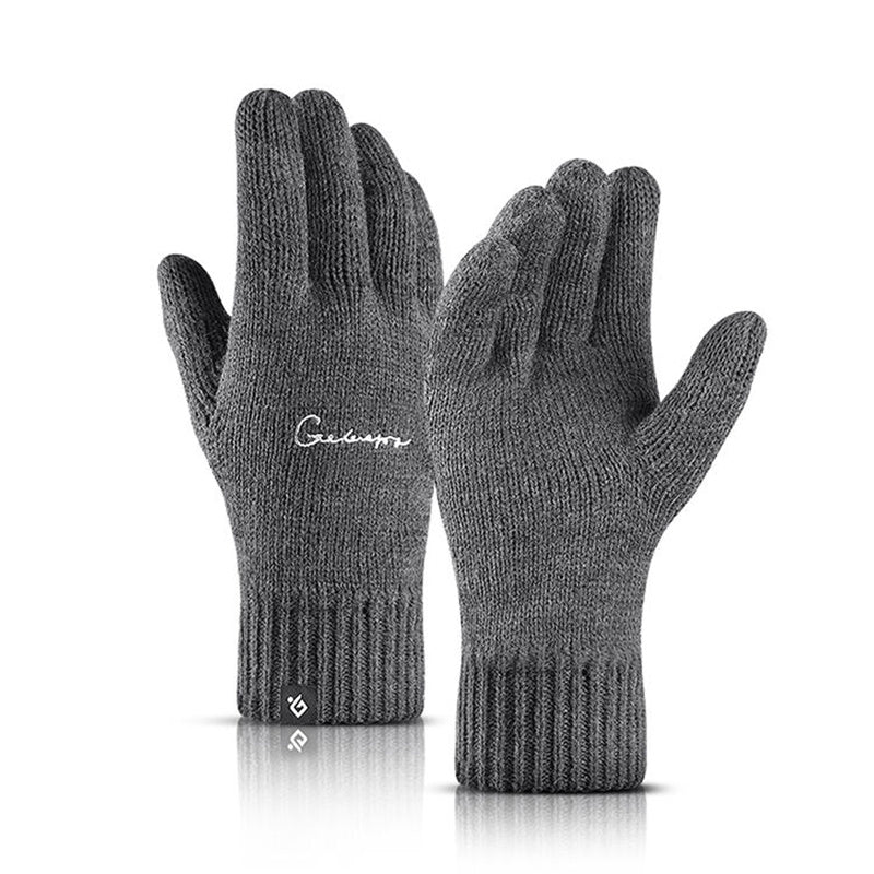 Men's Winter Knit Gloves Double Layer Hand Cover Windproof & Warm Fleece